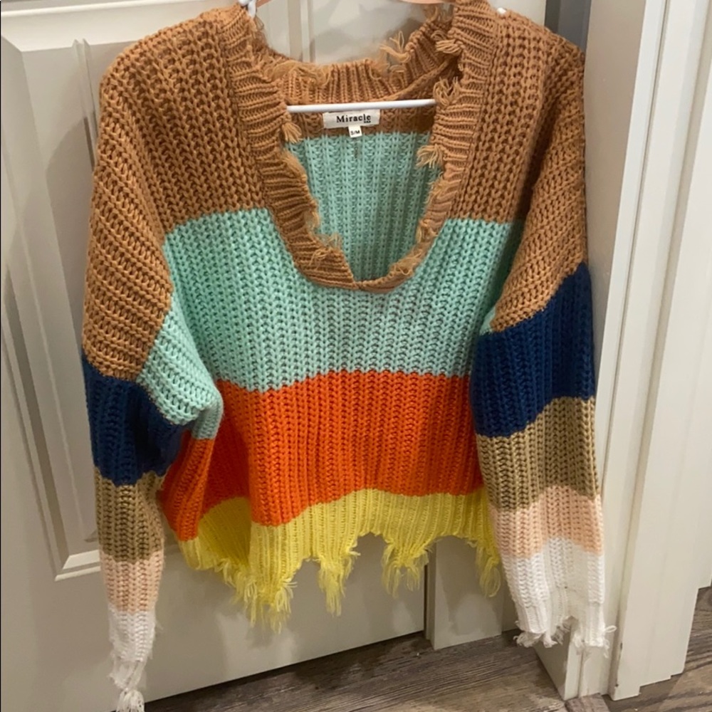 S/M distressed crop sweater